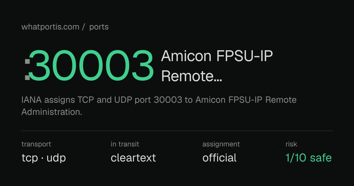 Port 30003 (TCP/UDP) — Amicon FPSU-IP Remote… | WhatPortIs