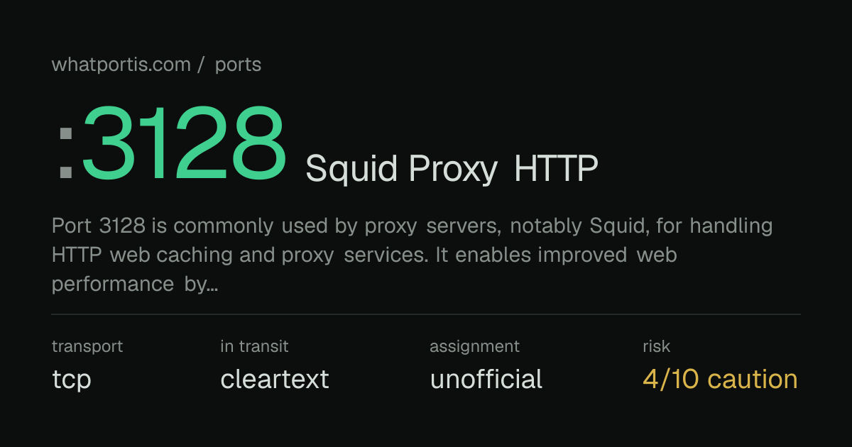 Squid Proxy HTTP — Port 3128 (TCP) | WhatPortIs