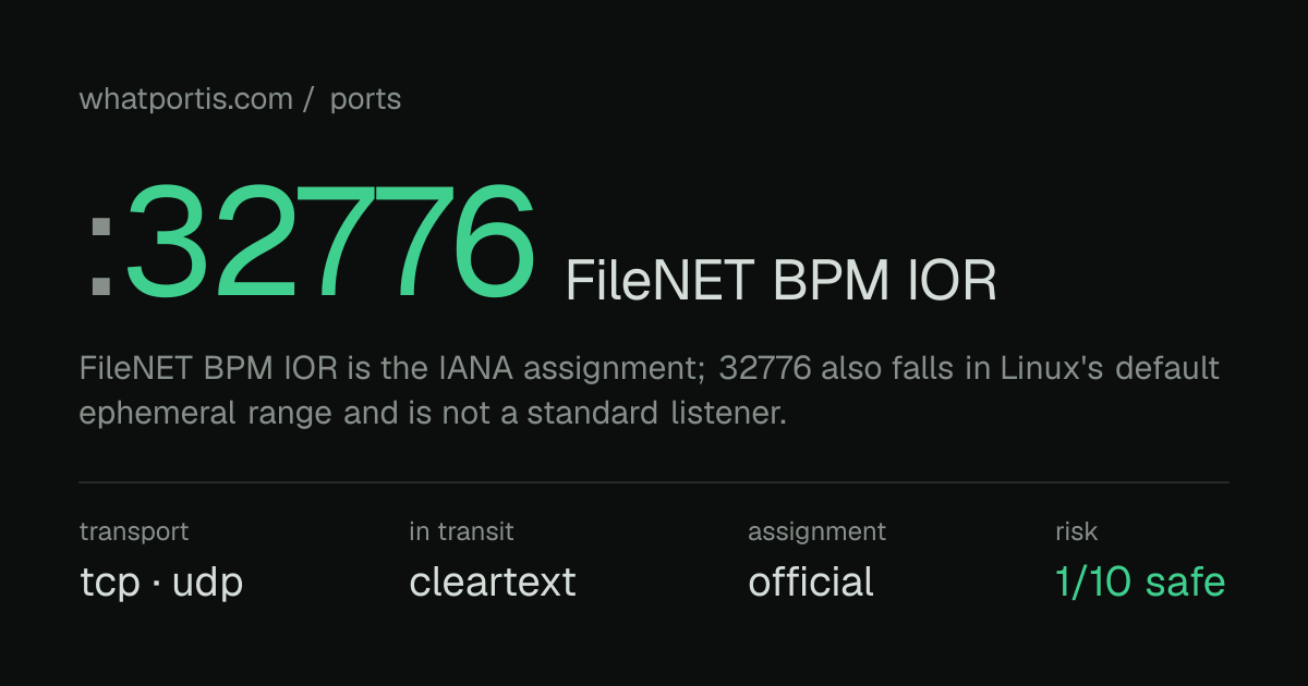 Port 32776 (TCP/UDP) — FileNET BPM IOR | WhatPortIs