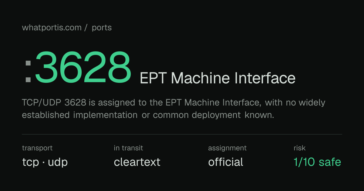 Port 3628 (TCP/UDP) — EPT Machine Interface | WhatPortIs